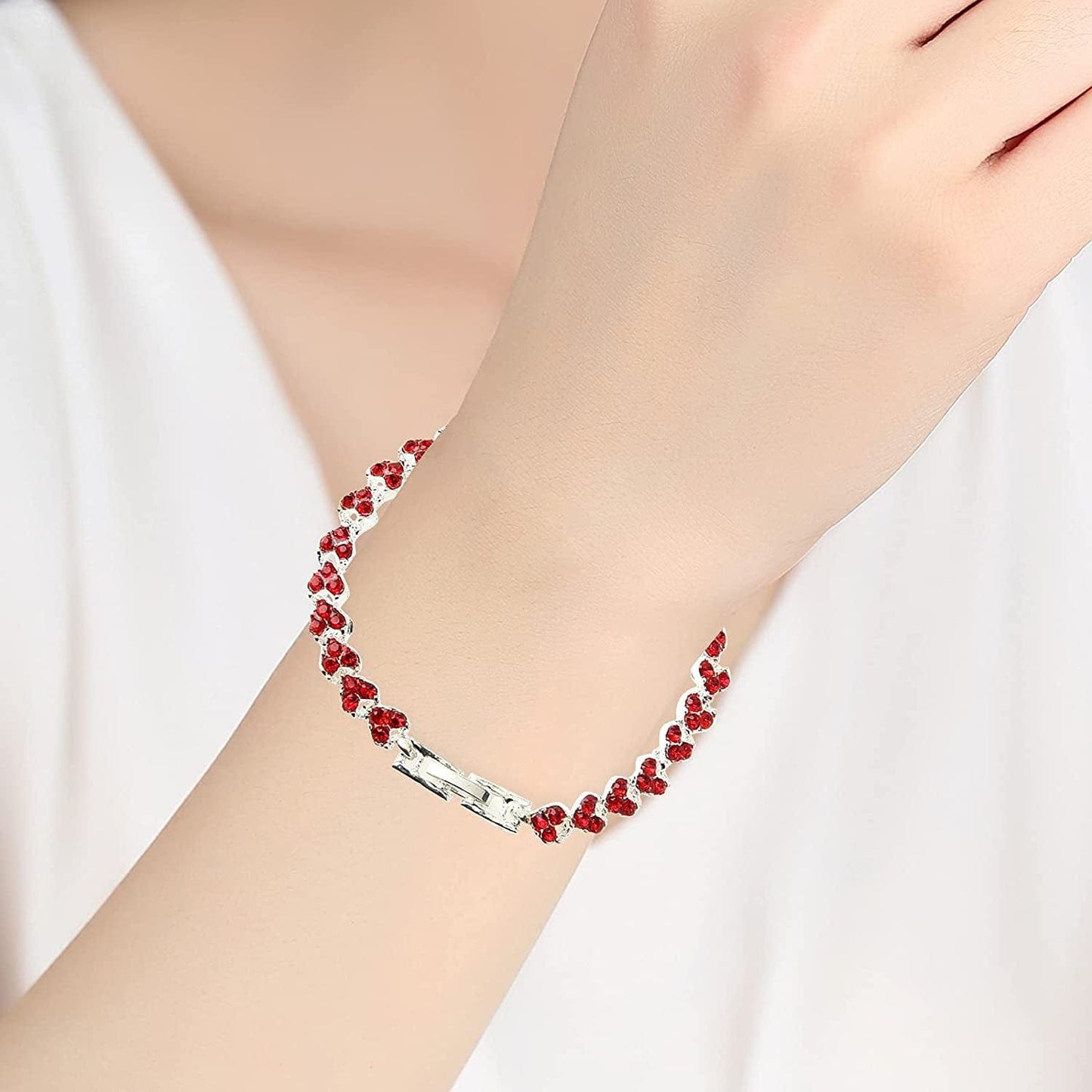 2022 Dainty Heart Zircon Tennis Bracelets for Women Elegant Love Rhinestones Chain Bracelet Stackable Wedding Jewelry Birthday Mothers Valentines Day Gifts Apparel & Accessories > Jewelry > Bracelets Generic