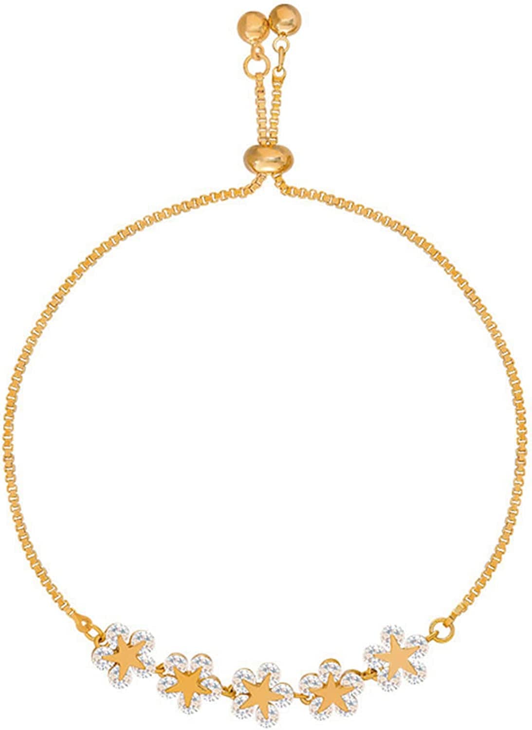 2022 Dainty Heart Zircon Tennis Bracelets for Women Elegant Love Rhinestones Chain Bracelet Stackable Wedding Jewelry Birthday Mothers Valentines Day Gifts Apparel & Accessories > Jewelry > Bracelets Generic Golden Flower One Size