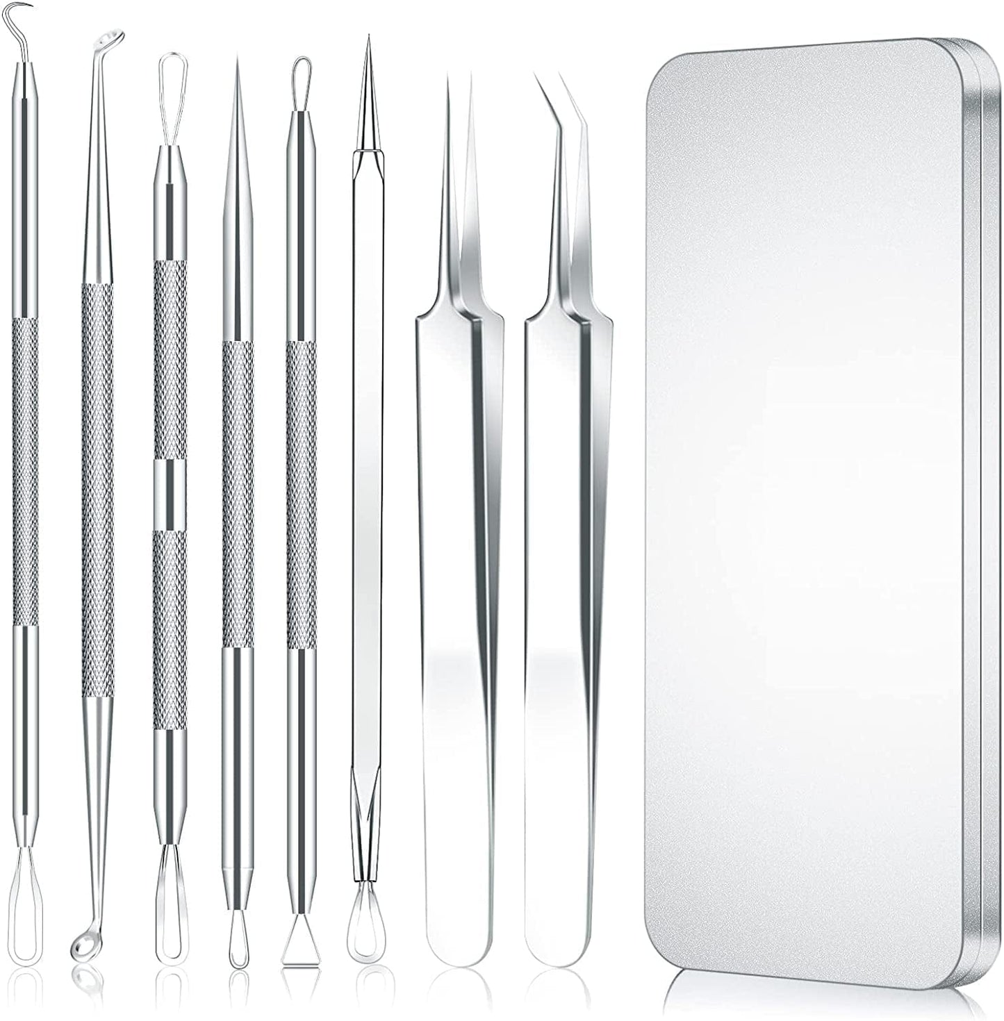 2022 Latest 15 PCS Pimple Popper Tool Kit, Blackhead Remover Comedone Acne Extractor Tools, Professional Sharp Stainless Skin Blemish Removal Pimple Tools with Metal Case Health & Beauty > Personal Care > Cosmetics > Cosmetic Tools > Skin Care Tools Feiqio Silver.