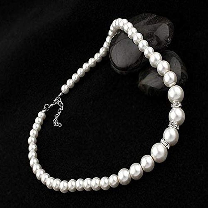 2022 Natural Freshwater Pearl Necklace Set Includes Stunning Bracelet and Earrings Jewelry Gift for Women, Silver, One Size (Hot Sales Today) Silver / One Size