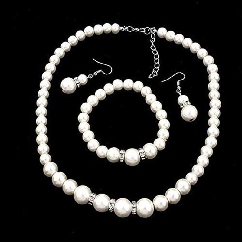2022 Natural Freshwater Pearl Necklace Set Includes Stunning Bracelet and Earrings Jewelry Gift for Women, Silver, One Size (Hot Sales Today) Silver / One Size