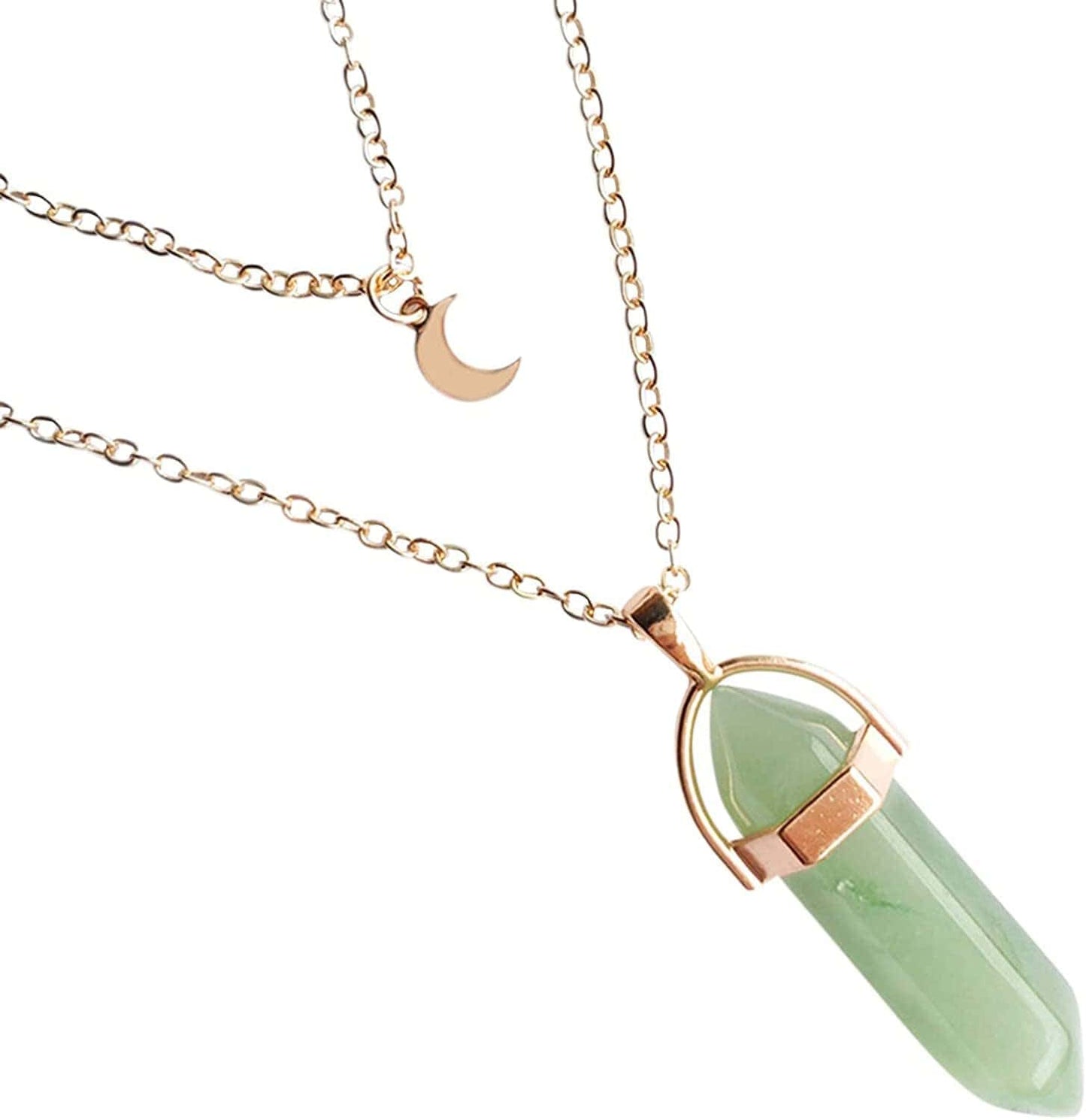 2022 Necklace for Women Girls,Multi Layered Choker Chain Necklaces Hexagonal Bullet Gothic Natural Stone Moon Supernatural Pentagram Pendant Women Party Festival and Birthday Gift F / One Size