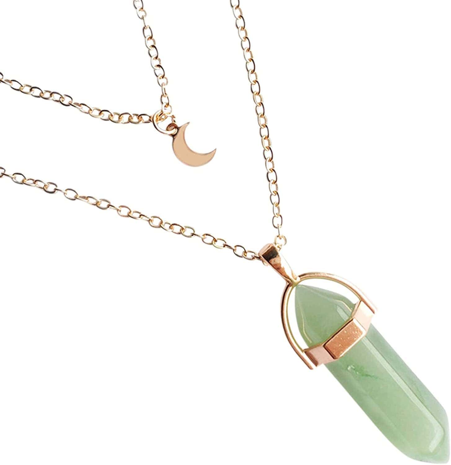 2022 Necklace for Women Girls,Multi Layered Choker Chain Necklaces Hexagonal Bullet Gothic Natural Stone Moon Supernatural Pentagram Pendant Women Party Festival and Birthday Gift F / One Size