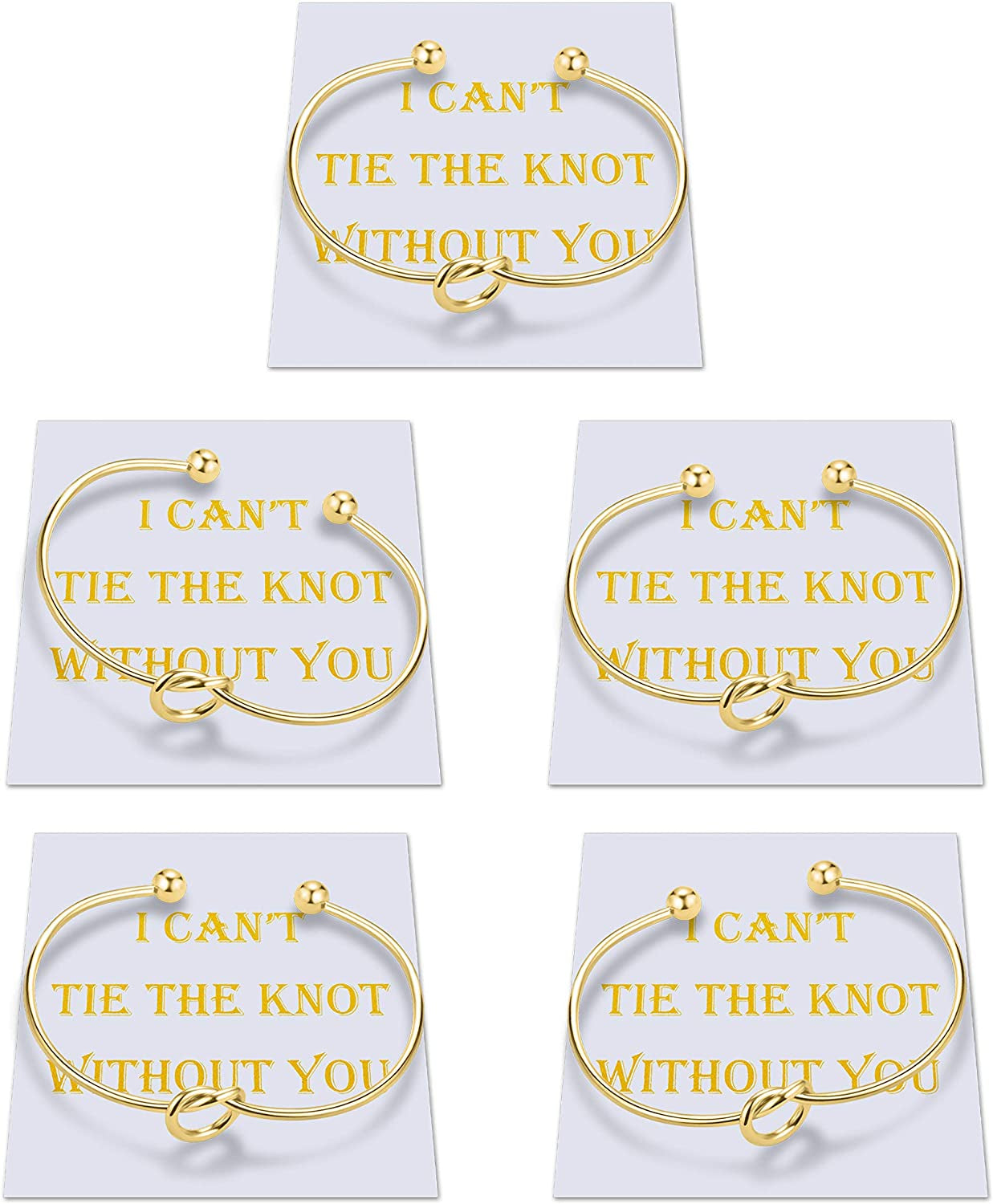 CHICNOW I Can'T Tie the Knot without You Bridesmaid Gift Cards Bridesmaid Bracelets Silver Tone- Set of 4,5,6 Apparel & Accessories > Jewelry > Bracelets Chicnow D. Gold Tone 5PCs