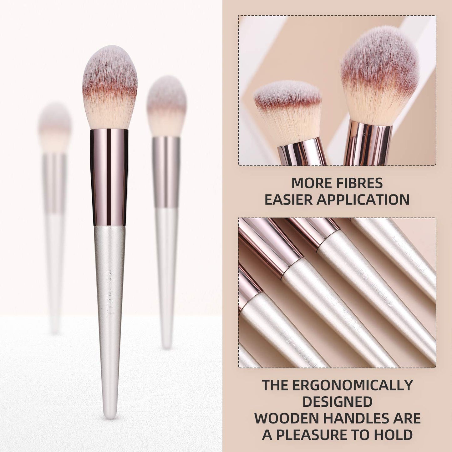 BS-MALL Makeup Brush Set 18 Pcs Premium Synthetic Foundation Powder Concealers Eye Shadows Blush Makeup Brushes with Black Case (Champagne Gold) Health & Beauty > Personal Care > Cosmetics > Cosmetic Tools > Makeup Tools BS-MALL