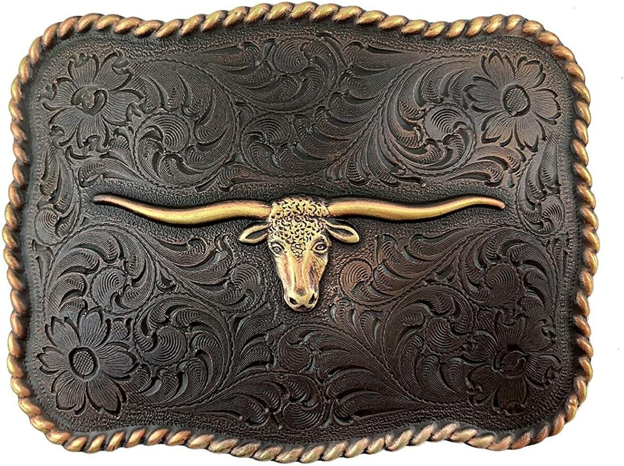 Western Lady Bull Texas Longhorn Steer Head Belt Buckle Fits 1-1/2"(38Mm) Multi-Style Options Apparel & Accessories > Clothing Accessories > Belt Buckles Belts.com Type Buckle G48 - H8143 Copper 1-1/2"