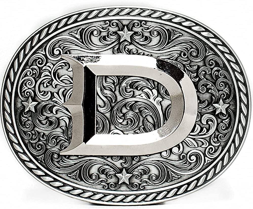 Western Cowboy/Cowgirl Initial Belt Buckle - Large, Letter Buckles for Men and Women Apparel & Accessories > Clothing Accessories > Belt Buckles Itera D