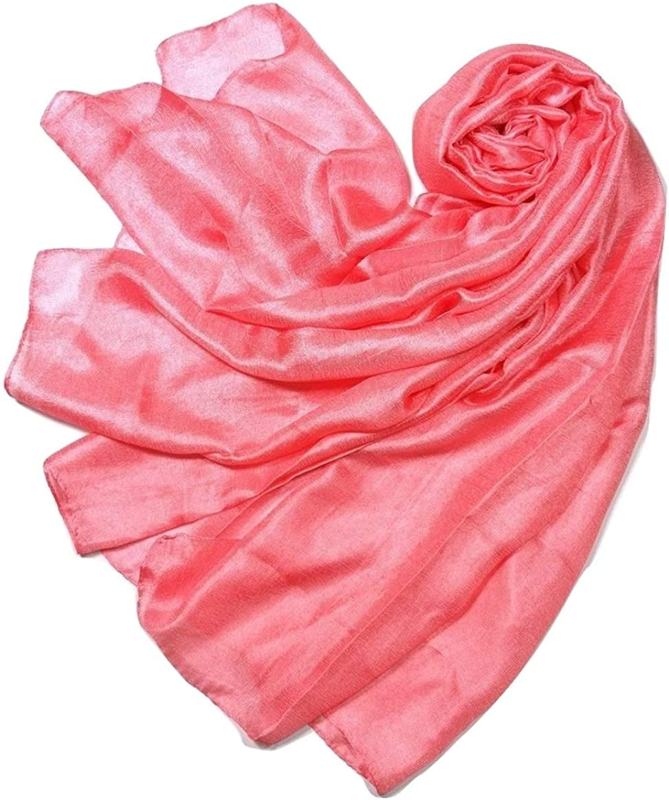 Shanlin Solid Color Silk Feel Long Scarves Apparel & Accessories > Clothing Accessories > Scarves & Shawls Shanlin Coral Pink