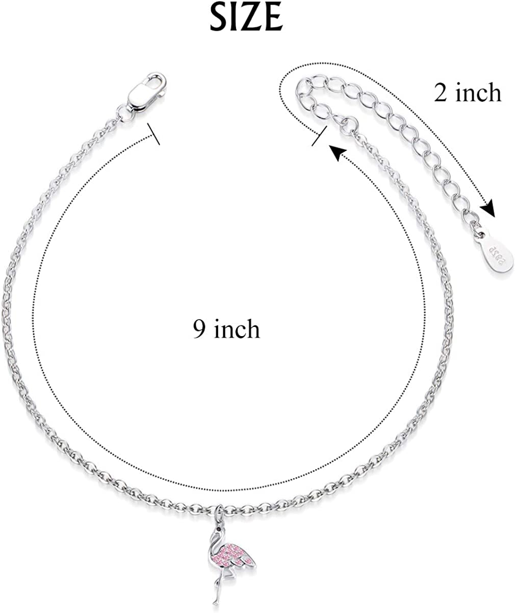 TANGPOET 925 Sterling Silver Anklet Bracelet for Women, Dainty Charm Bracelets Animal Jewelry Birthday Gifts for Mother Daughter Teens Girls Apparel & Accessories > Jewelry > Anklets TANGPOET