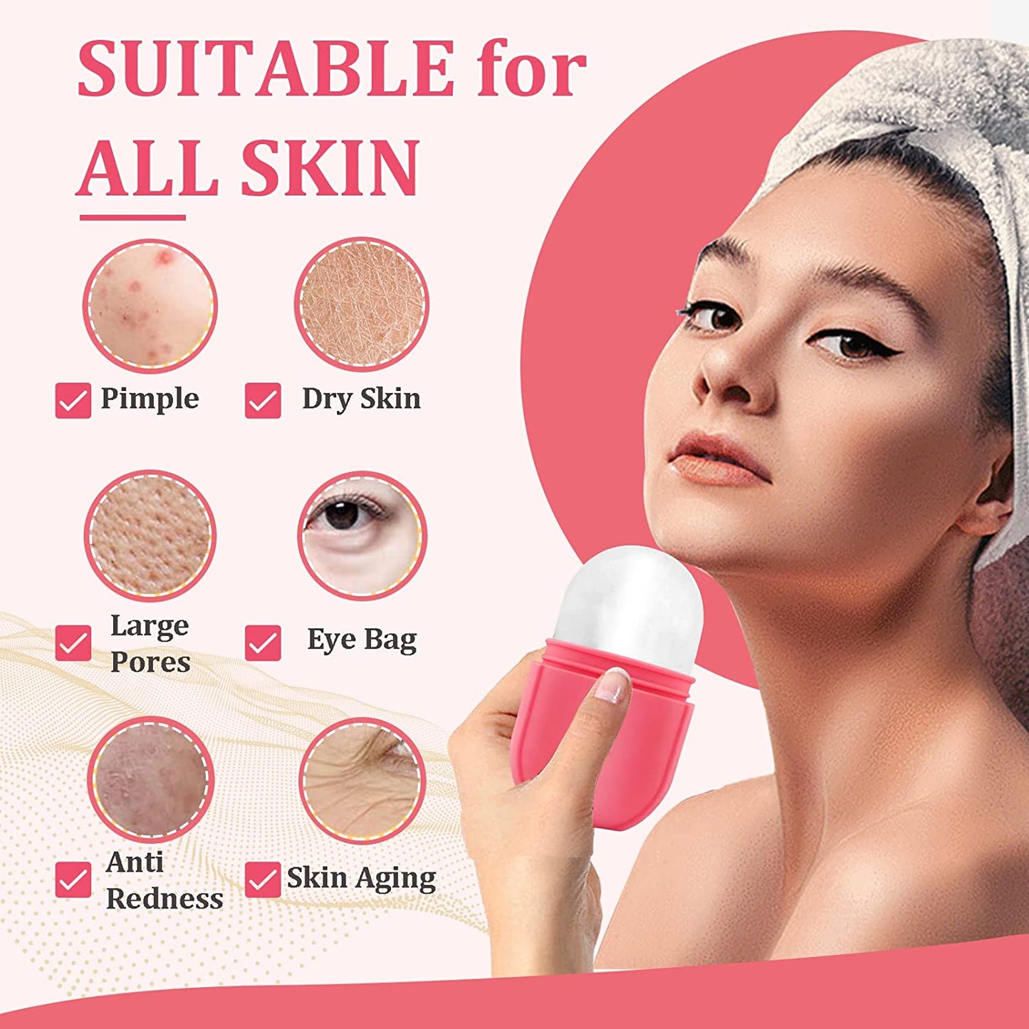 Ice Roller for Face Eye and Neck, Esznuoky Facial Beauty Ice Mold for Brighten Skin & Enhance Your Natural Glow, Cold Therapy Massage Tool for Shrink Pores, Reduce Acne (Pink) Health & Beauty > Personal Care > Cosmetics > Cosmetic Tools > Skin Care Tools Esznuoky
