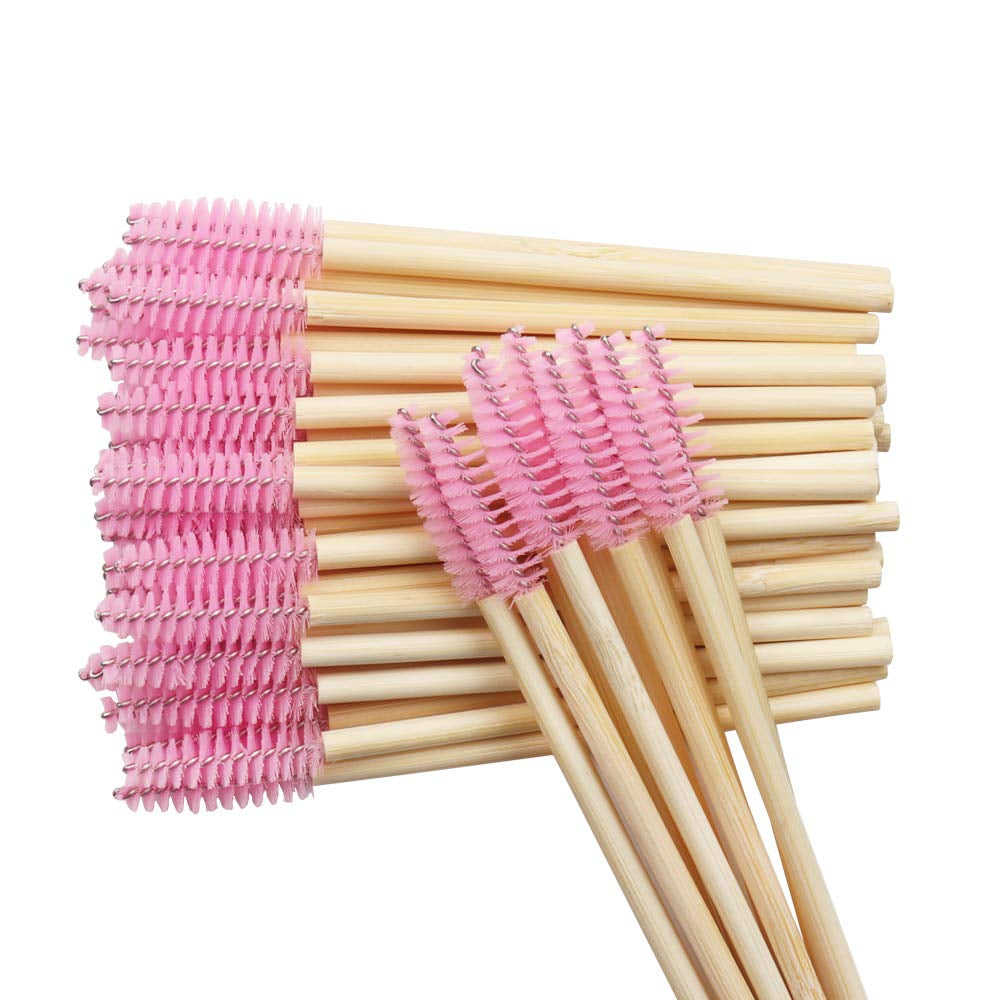 Mekupeu 100 Pack Eyelash Mascara Wands Disposable Eco-Friendly Bamboo Handle Makeup Brushes Eye Lash Extension Tool Kit, Pink Health & Beauty > Personal Care > Cosmetics > Cosmetic Tools > Makeup Tools Mekupeu