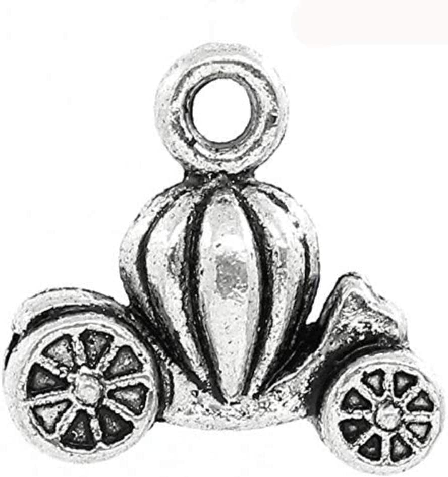 20Pc Antiqued Silver Alloy Blank round Charms Pendants 24Mm (1") Dia 37#. Pumpkin Car