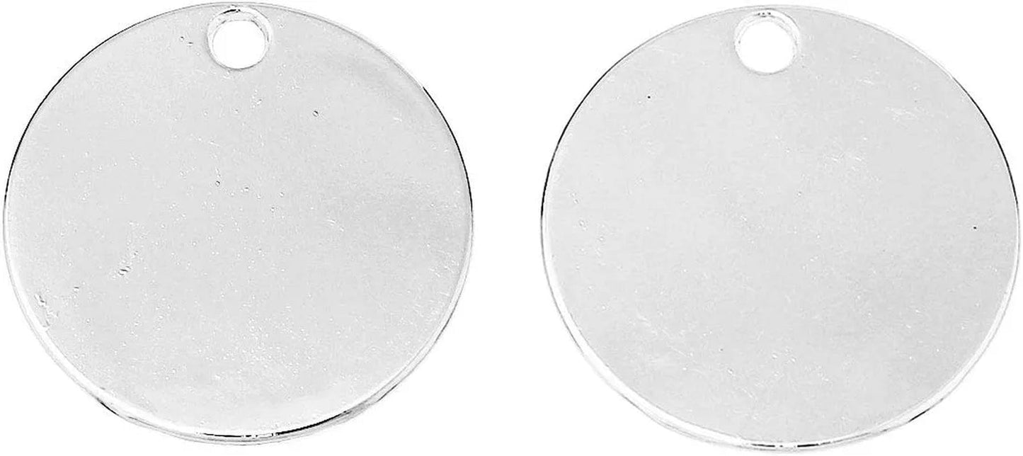 20Pc Antiqued Silver Alloy Blank round Charms Pendants 24Mm (1") Dia