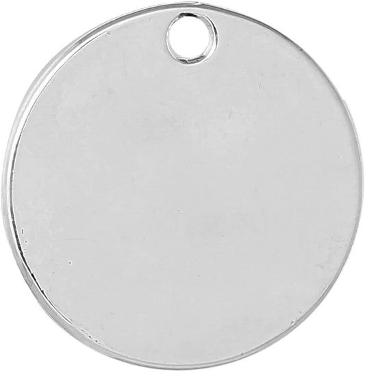 20Pc Antiqued Silver Alloy Blank round Charms Pendants 24Mm (1") Dia 21#. Silver Blank Round