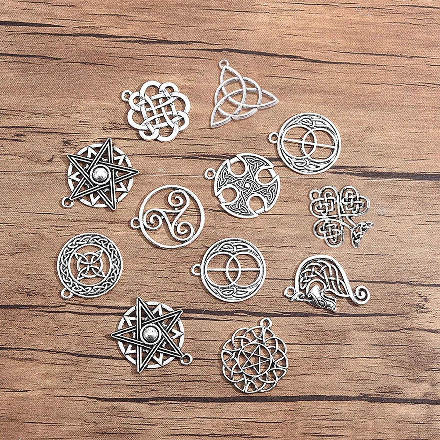20Pcs Celtic Knot Charms Pagan Charms Pendants Antique Silver Charms DIY Jewelry Making Bracelets Necklace for Beginners Adults