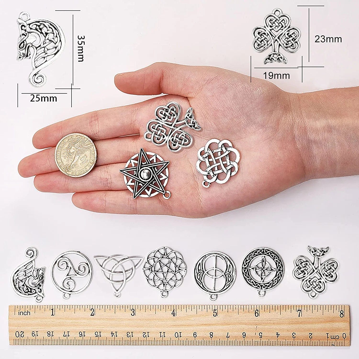 20Pcs Celtic Knot Charms Pagan Charms Pendants Antique Silver Charms DIY Jewelry Making Bracelets Necklace for Beginners Adults