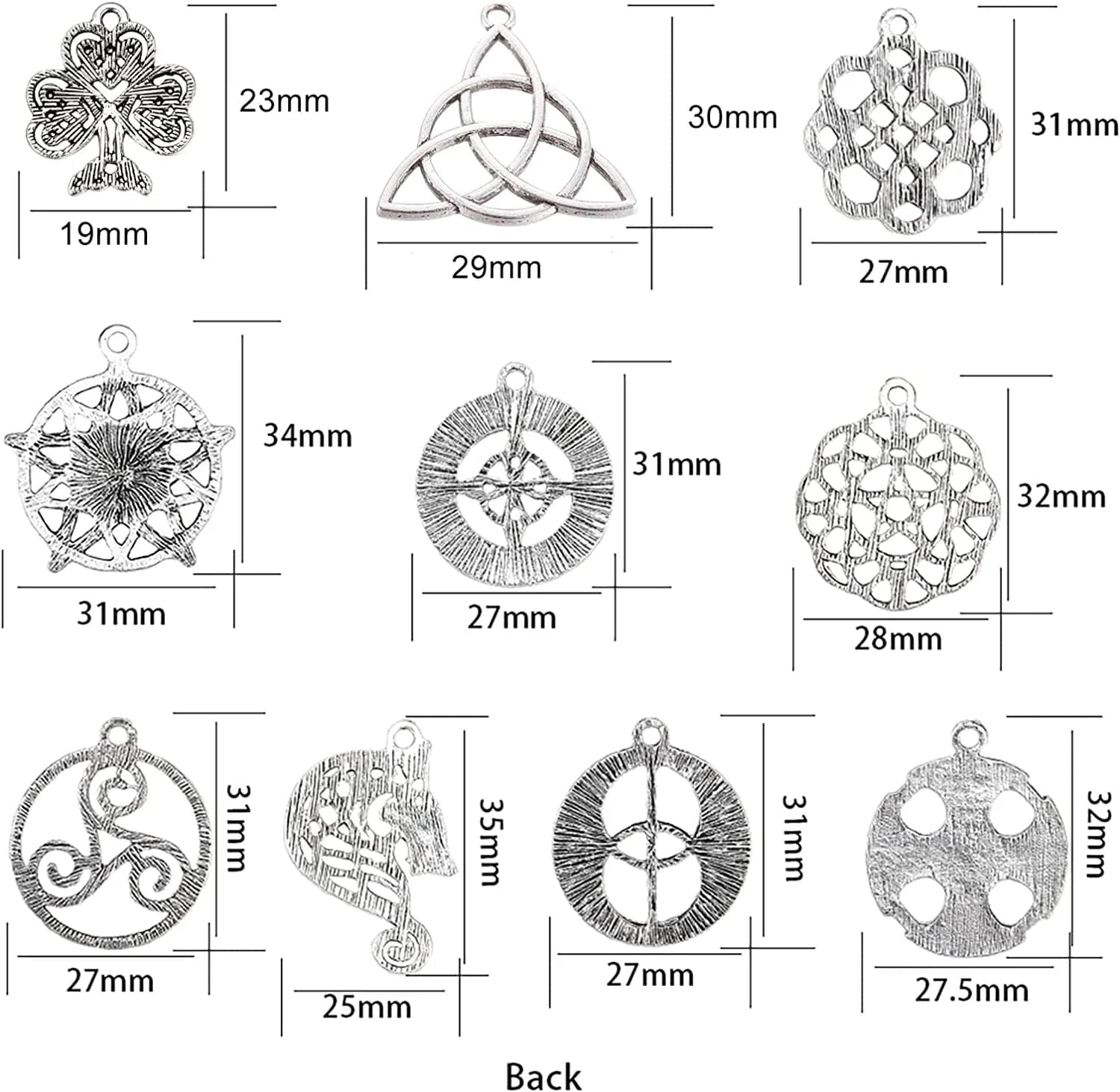 20Pcs Celtic Knot Charms Pagan Charms Pendants Antique Silver Charms DIY Jewelry Making Bracelets Necklace for Beginners Adults