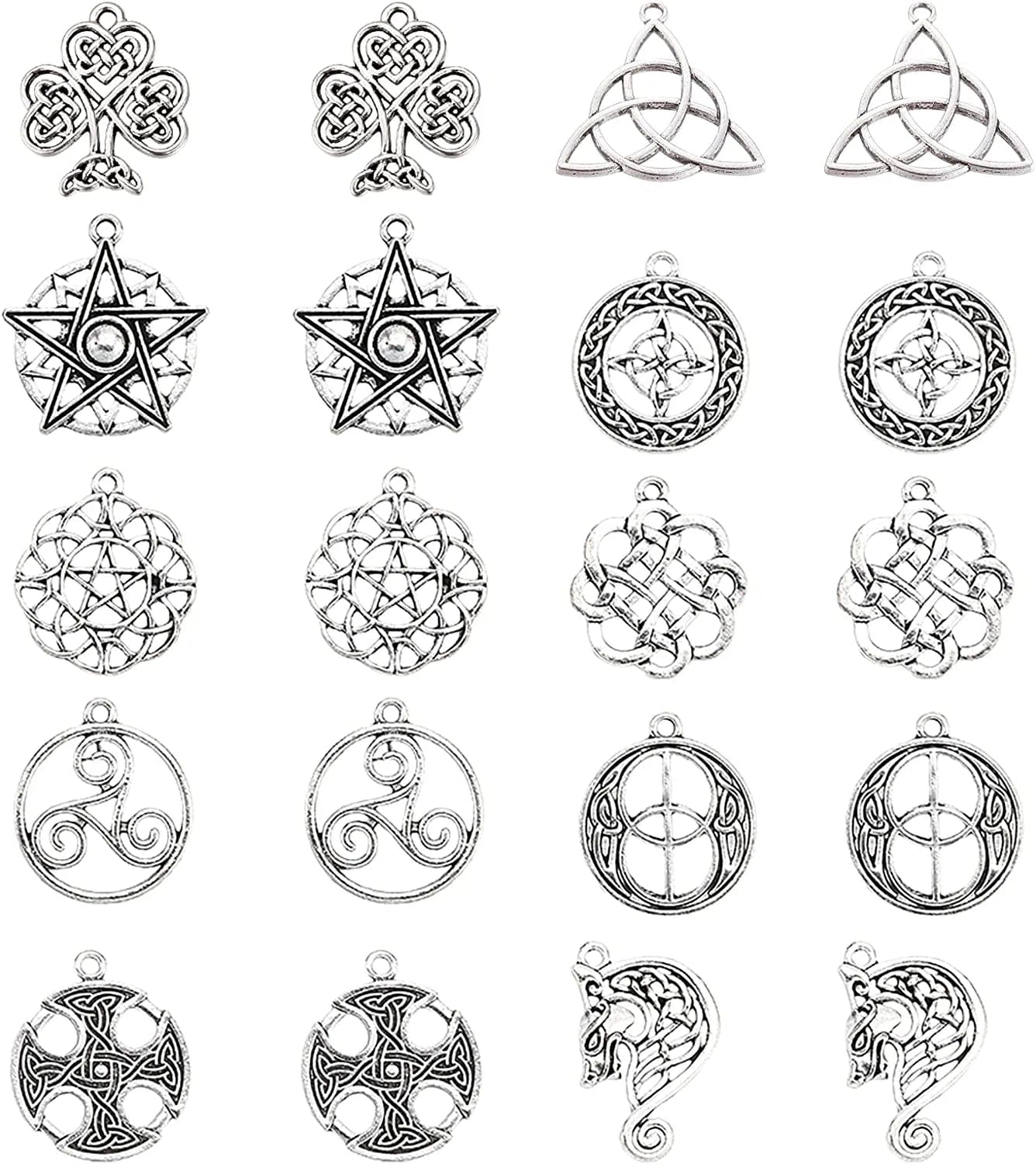20Pcs Celtic Knot Charms Pagan Charms Pendants Antique Silver Charms DIY Jewelry Making Bracelets Necklace for Beginners Adults