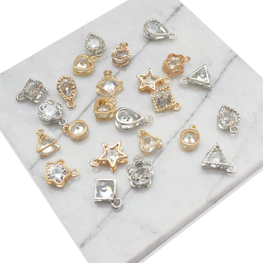 20PCS Cubic Zirconia Alloy Pendants, Crystal Pendants Charms for DIY Necklace Jewelry Making