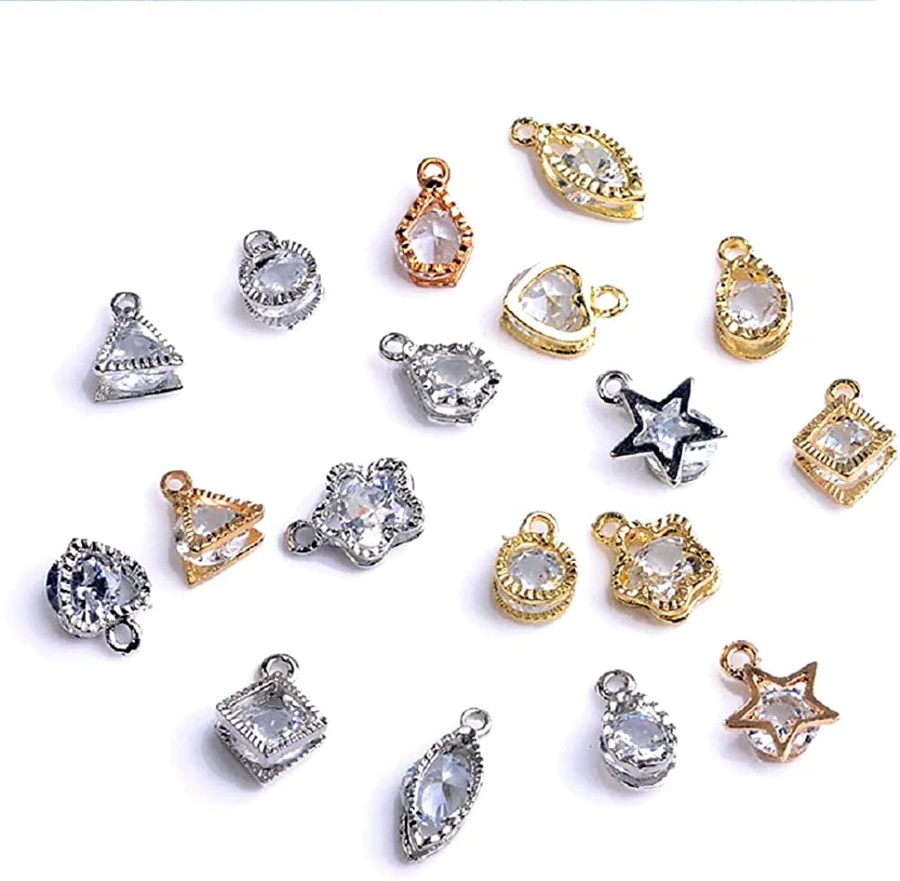 20PCS Cubic Zirconia Alloy Pendants, Crystal Pendants Charms for DIY Necklace Jewelry Making