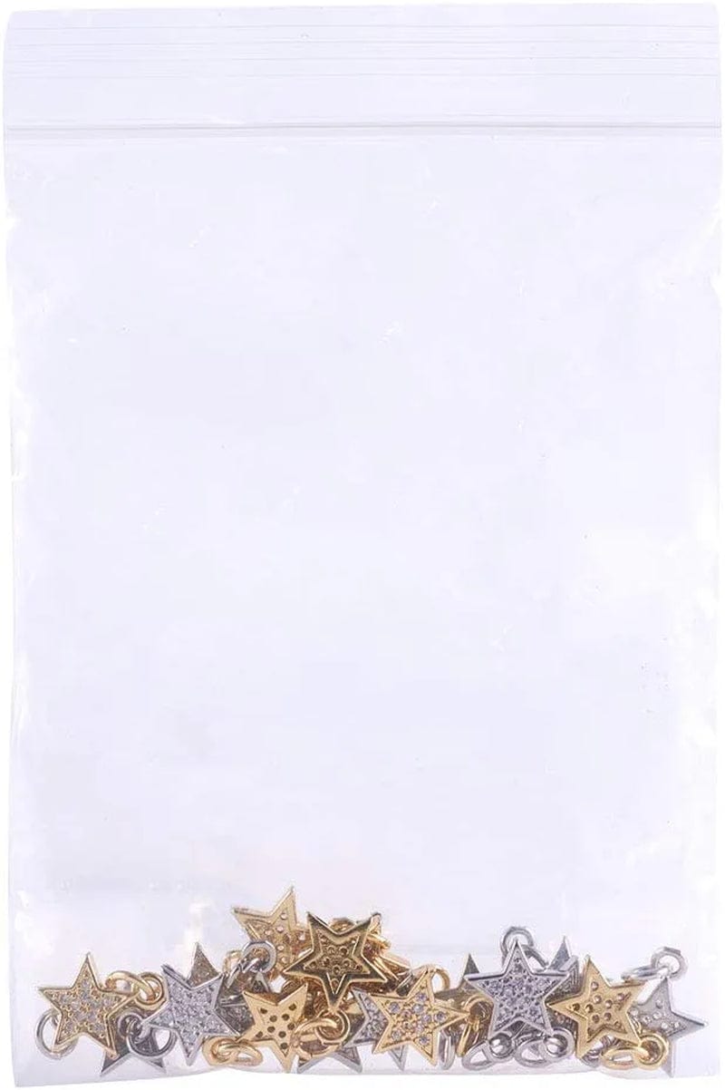 20Pcs Cubic Zirconia Star Charms Pendants for Bracelet Necklace Earring Jewelry Making, Light Gold & Silver