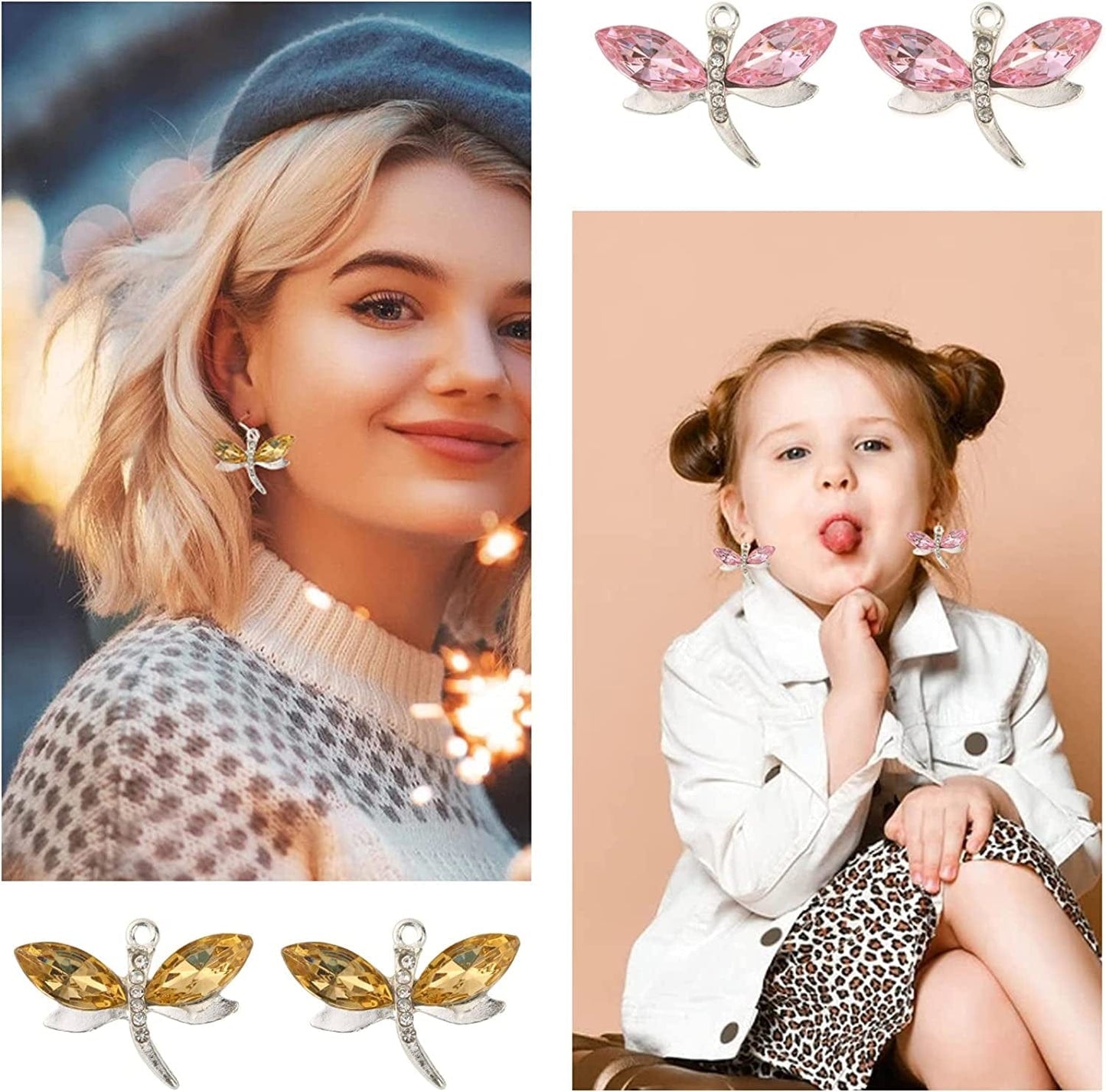 20PCS Dragonfly Charms for Jewelry Making, Diamond Metal Enamel Pendant Charms, for Necklace Bracelet Earring DIY Jewelry Making Accessories, 10 Colors