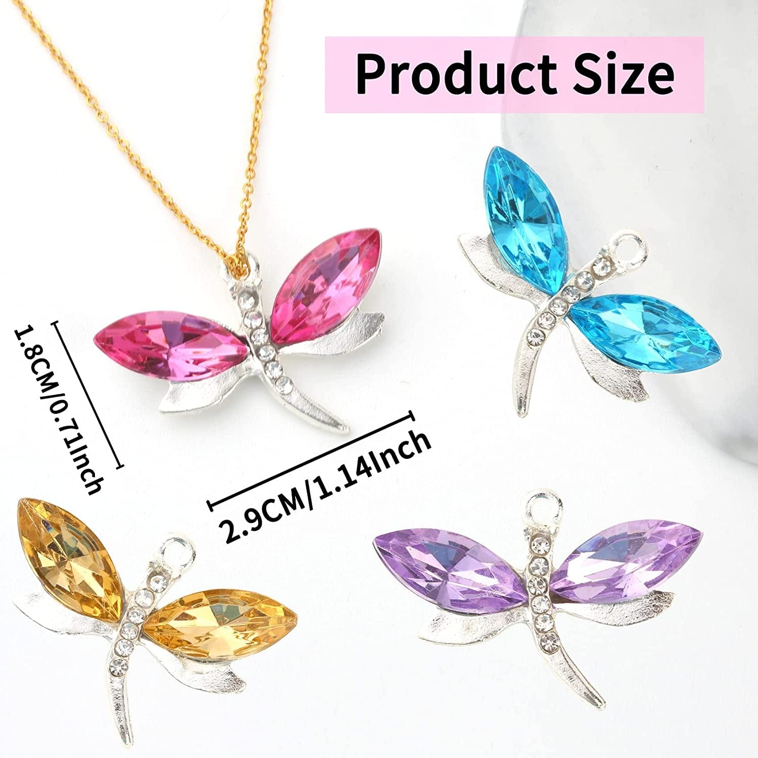 20PCS Dragonfly Charms for Jewelry Making, Diamond Metal Enamel Pendant Charms, for Necklace Bracelet Earring DIY Jewelry Making Accessories, 10 Colors