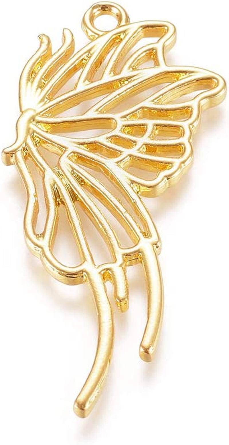 20Pcs Flower Alloy Open Back Bezel Pendants 30X28X2.5Mm Sakura Hollow Frame Pendant Charms for DIY UV Resin Pressed Flower Jewelry Making Butterfly,44.5x21.5x1.8mm