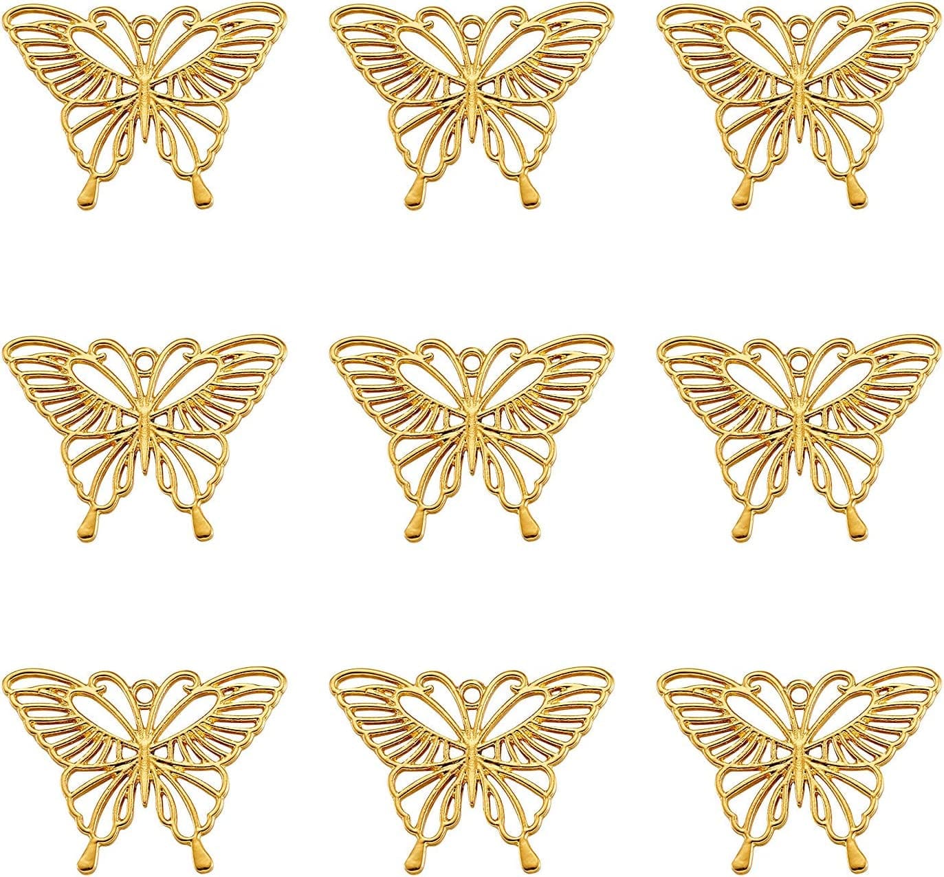 20Pcs Flower Alloy Open Back Bezel Pendants 30X28X2.5Mm Sakura Hollow Frame Pendant Charms for DIY UV Resin Pressed Flower Jewelry Making Butterfly,31x42x2mm