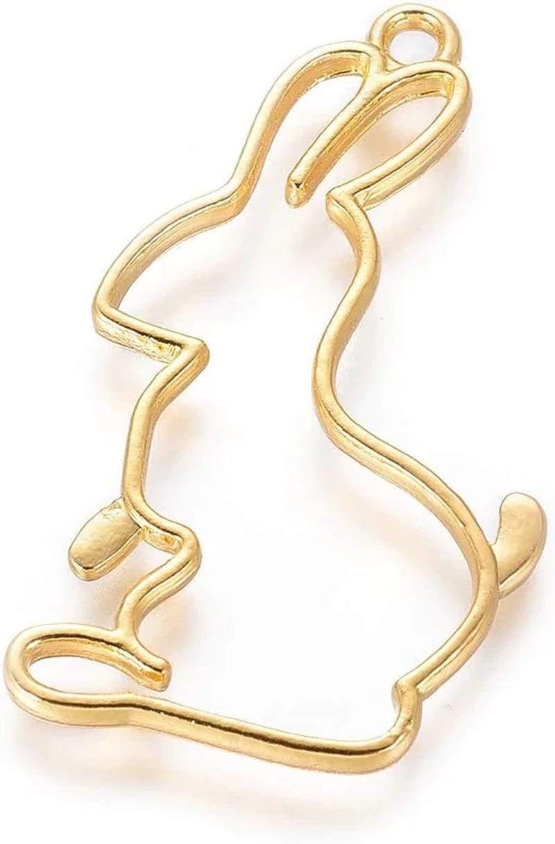 20Pcs Flower Alloy Open Back Bezel Pendants 30X28X2.5Mm Sakura Hollow Frame Pendant Charms for DIY UV Resin Pressed Flower Jewelry Making Rabbit,38x22.5x2mm