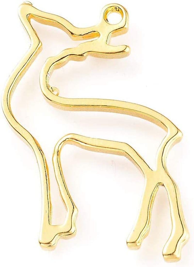 20Pcs Flower Alloy Open Back Bezel Pendants 30X28X2.5Mm Sakura Hollow Frame Pendant Charms for DIY UV Resin Pressed Flower Jewelry Making Deer,29.5x19.5x2mm