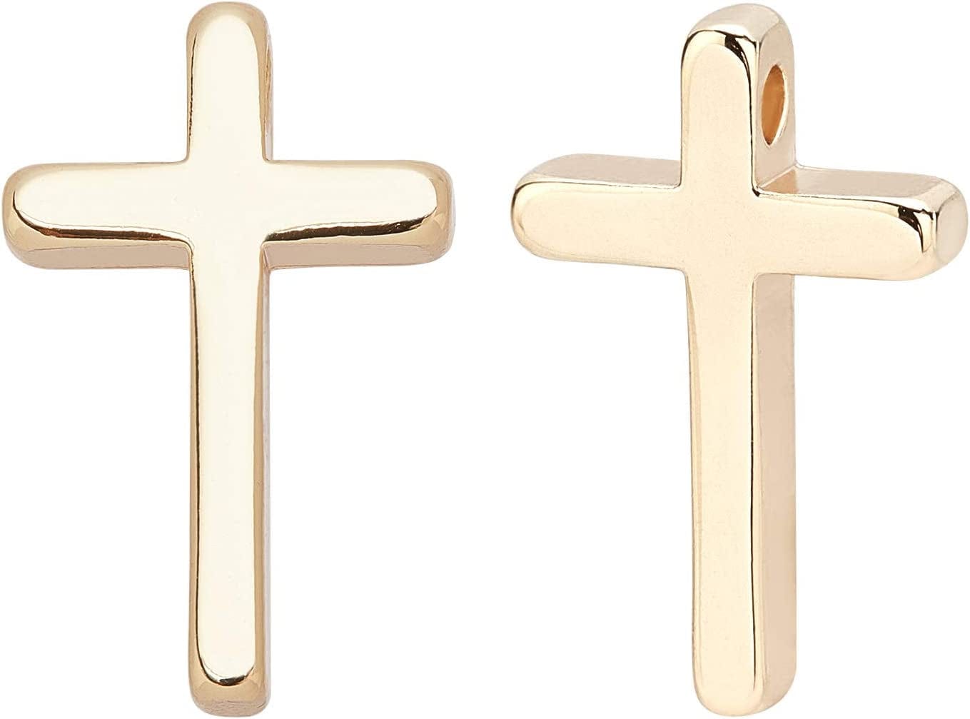 20Pcs Gold Triangle Brass Charms 18K Gold Plated Pendant Charm (51X8X1Mm) for Earrings Bracelet Necklace Jewelry Making Cross