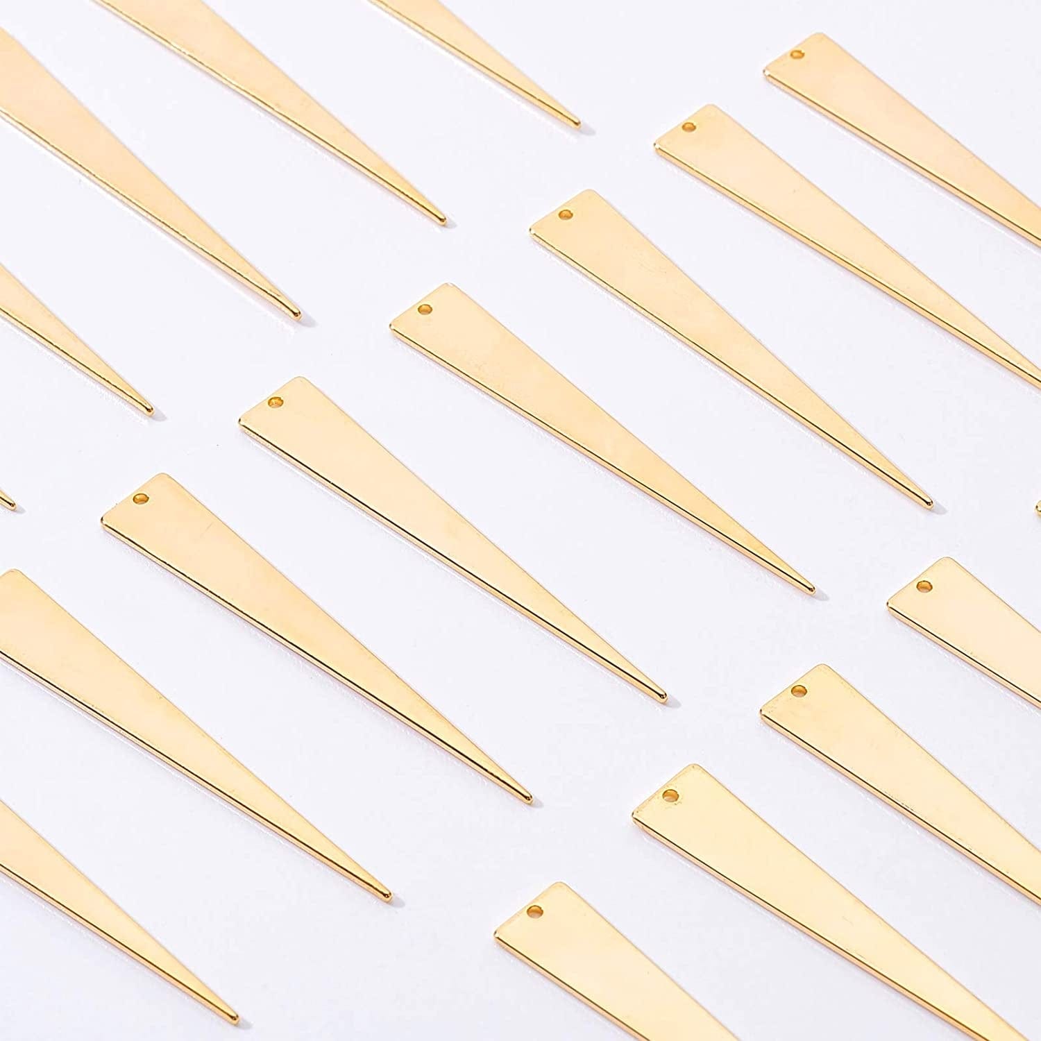 20Pcs Gold Triangle Brass Charms 18K Gold Plated Pendant Charm (51X8X1Mm) for Earrings Bracelet Necklace Jewelry Making