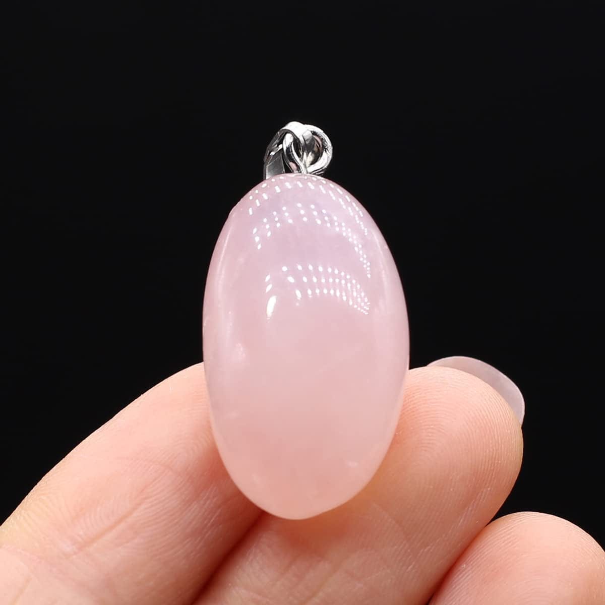 20Pcs Natural Crystals Stone Pendant Amethyst Rose Quartz Smooth Polished Gemstone Charms for Jewelry Making DIY Necklace Earrings