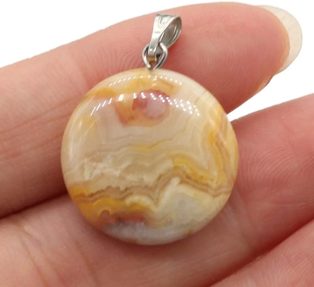 20PCS Natural Oblate Shape Mixed Color Gemstone Stone Pendants Charms Pendants for Necklace Bracelet Jewelry Making Mixed Color