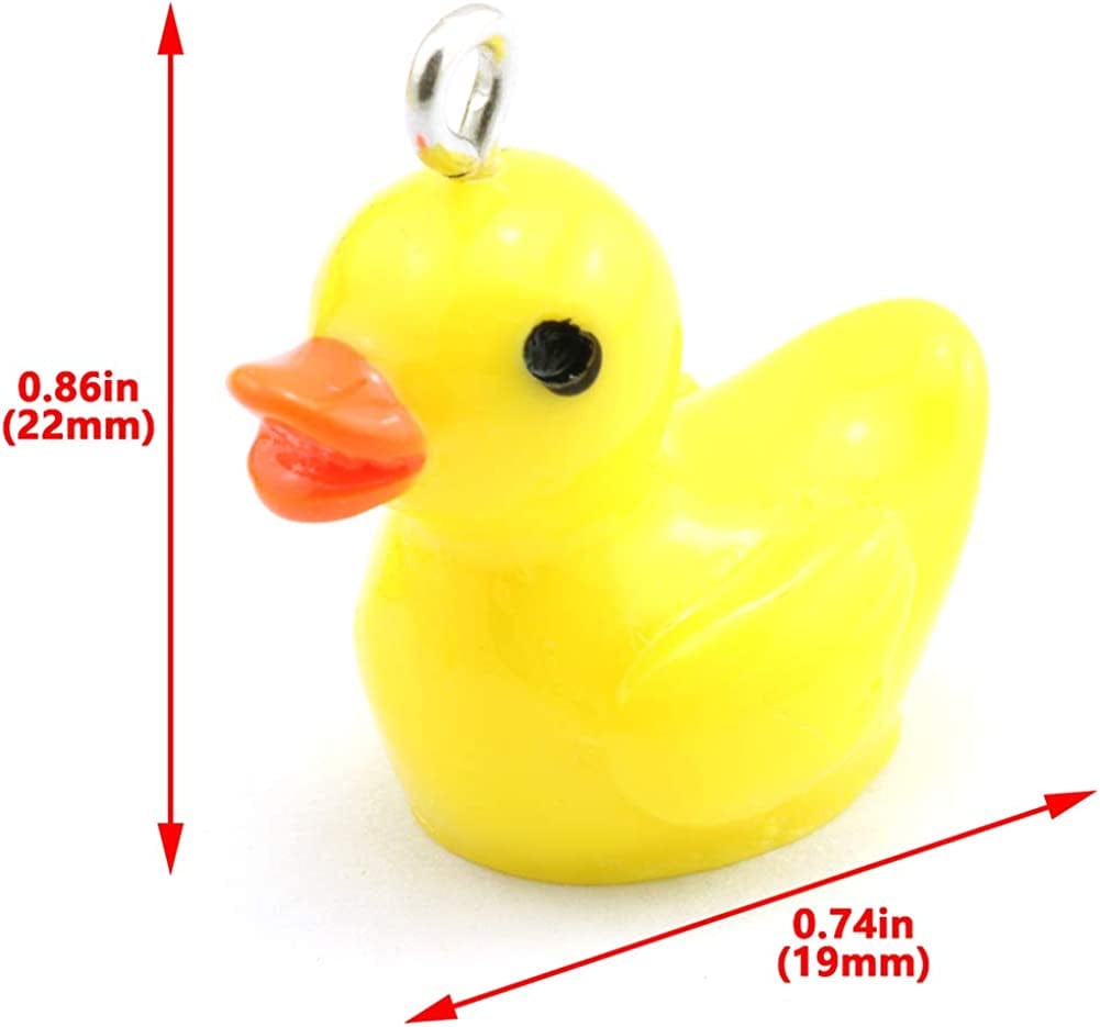 20Pcs Small Yellow Duck Pendants Cute Resin Duck Charms DIY Craft Decoration Accessories 2.2X1.9Cm