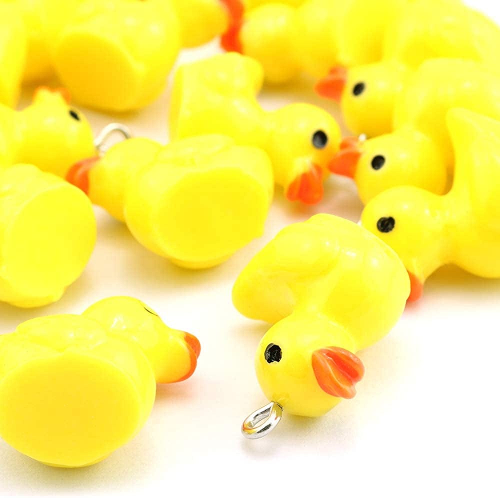 20Pcs Small Yellow Duck Pendants Cute Resin Duck Charms DIY Craft Decoration Accessories 2.2X1.9Cm