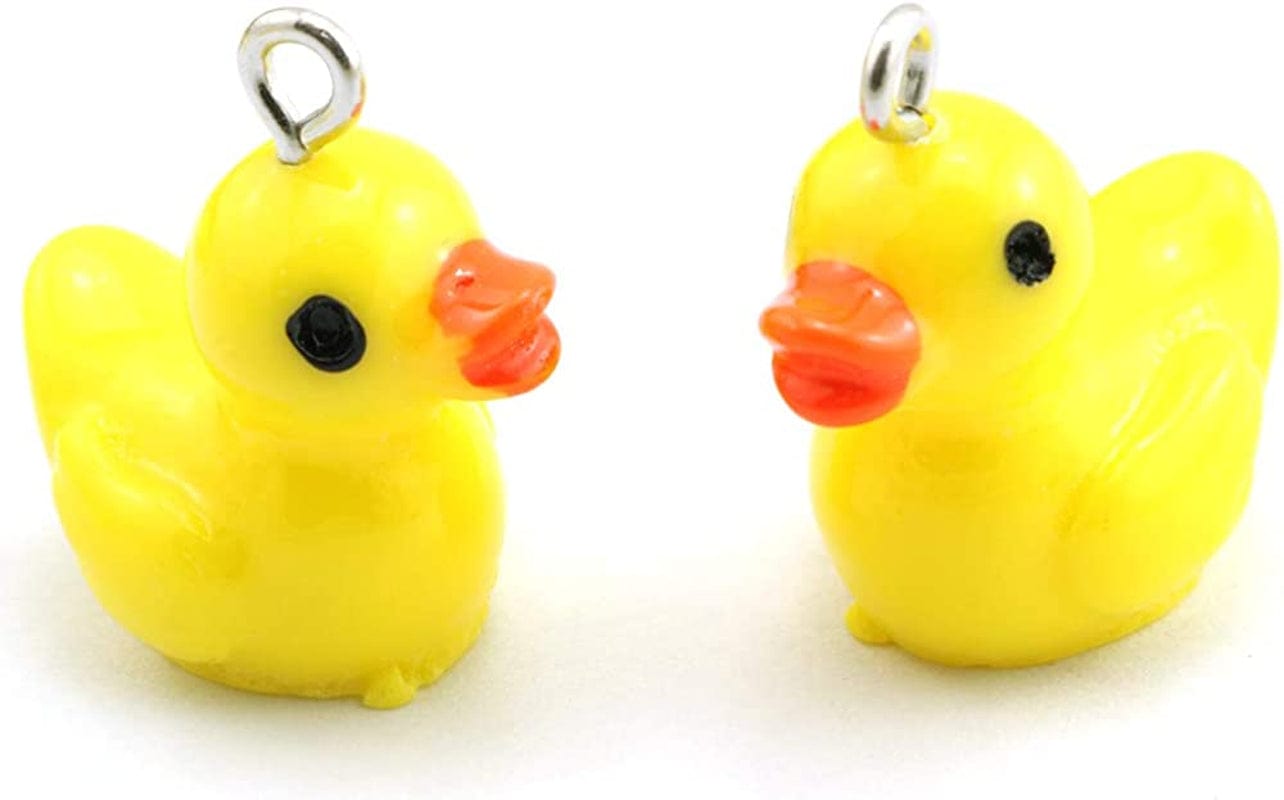 20Pcs Small Yellow Duck Pendants Cute Resin Duck Charms DIY Craft Decoration Accessories 2.2X1.9Cm
