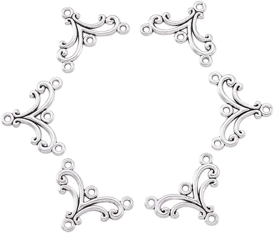 20Pcs Tibetan Silver Triangle Chandelier Component Links Charm Pendant Connectors with 3 Holes for Multi Layers Dangle Earring Bracelet Necklace Jewelry Making Antique Silver, Wave