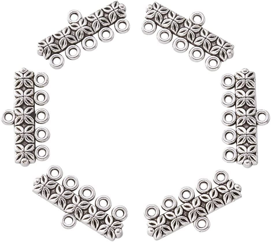 20Pcs Tibetan Silver Triangle Chandelier Component Links Charm Pendant Connectors with 3 Holes for Multi Layers Dangle Earring Bracelet Necklace Jewelry Making Antique Silver, Rectangle
