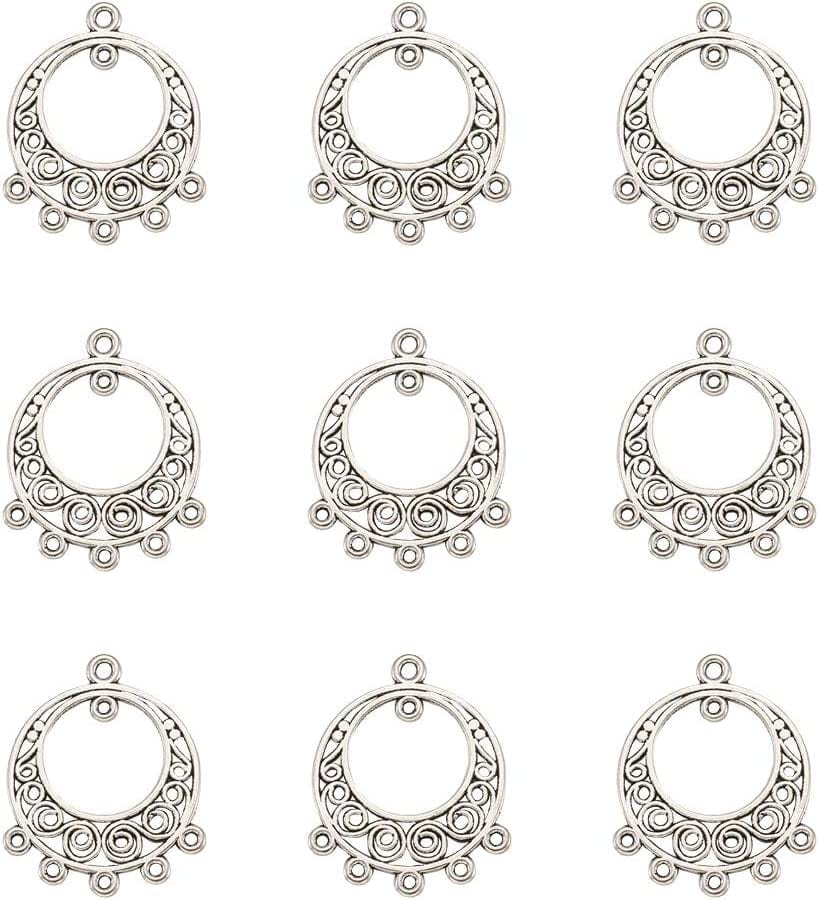 20Pcs Tibetan Silver Triangle Chandelier Component Links Charm Pendant Connectors with 3 Holes for Multi Layers Dangle Earring Bracelet Necklace Jewelry Making Antique Silver, Dream Catcher-1