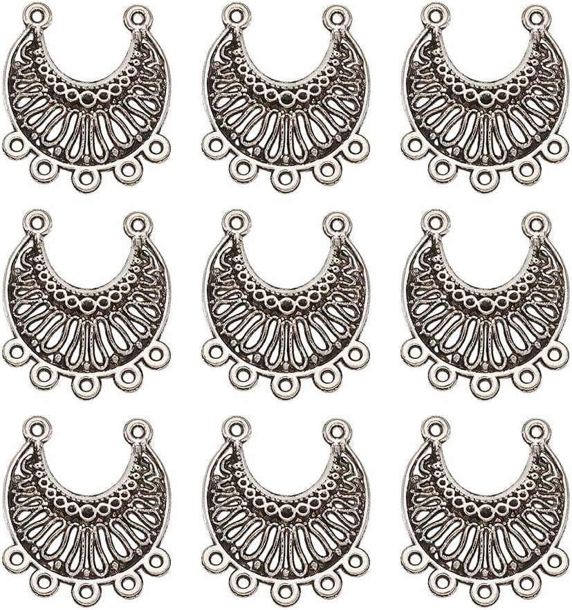 20Pcs Tibetan Silver Triangle Chandelier Component Links Charm Pendant Connectors with 3 Holes for Multi Layers Dangle Earring Bracelet Necklace Jewelry Making Antique Silver, Moon