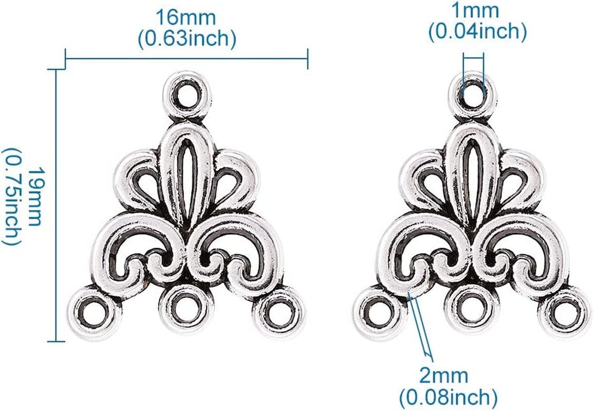 20Pcs Tibetan Silver Triangle Chandelier Component Links Charm Pendant Connectors with 3 Holes for Multi Layers Dangle Earring Bracelet Necklace Jewelry Making
