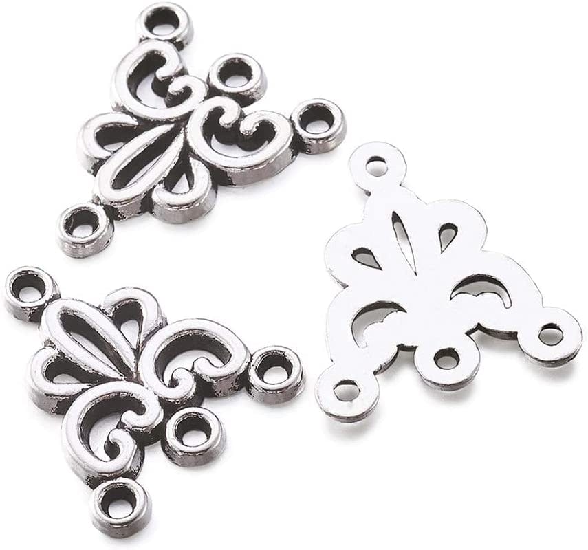 20Pcs Tibetan Silver Triangle Chandelier Component Links Charm Pendant Connectors with 3 Holes for Multi Layers Dangle Earring Bracelet Necklace Jewelry Making