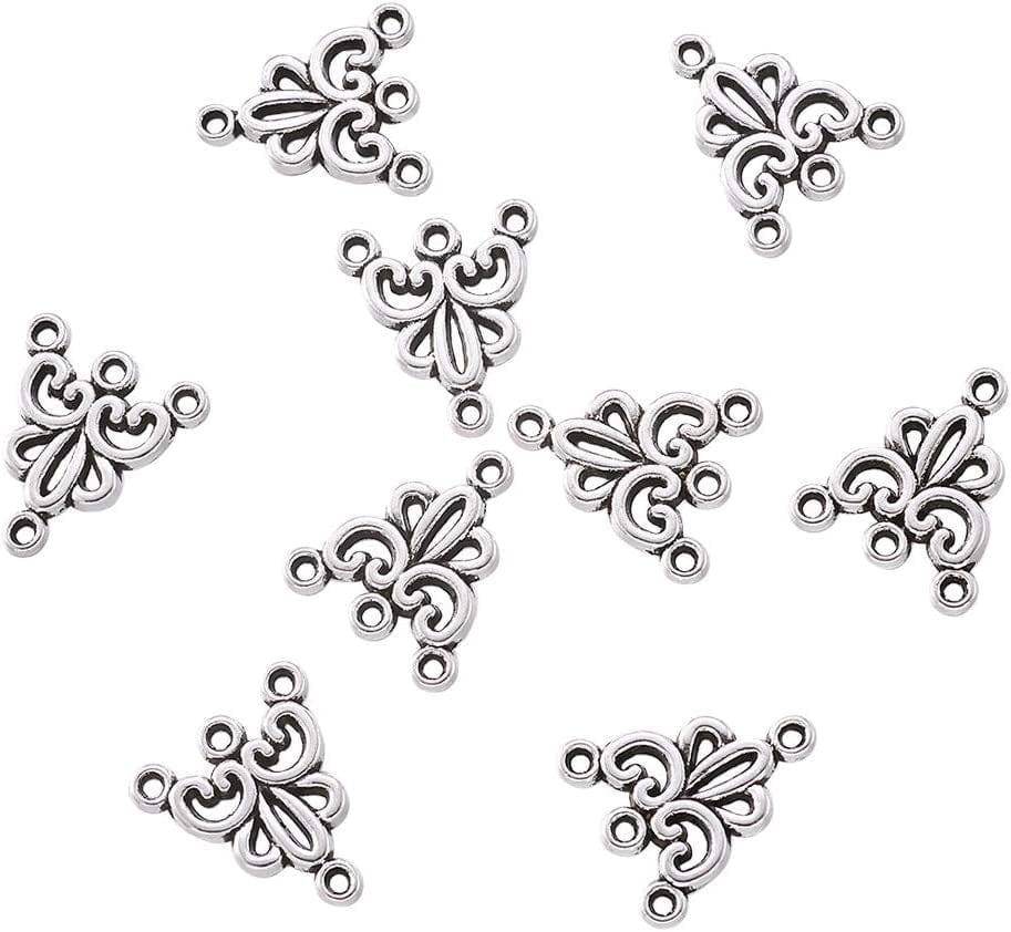 20Pcs Tibetan Silver Triangle Chandelier Component Links Charm Pendant Connectors with 3 Holes for Multi Layers Dangle Earring Bracelet Necklace Jewelry Making