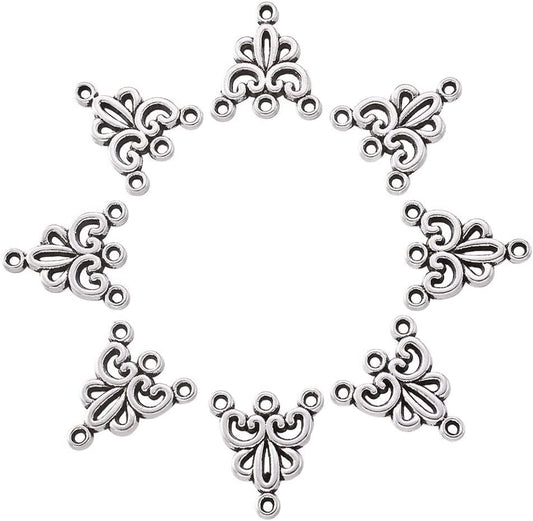 20Pcs Tibetan Silver Triangle Chandelier Component Links Charm Pendant Connectors with 3 Holes for Multi Layers Dangle Earring Bracelet Necklace Jewelry Making Antique Silver, Triangle