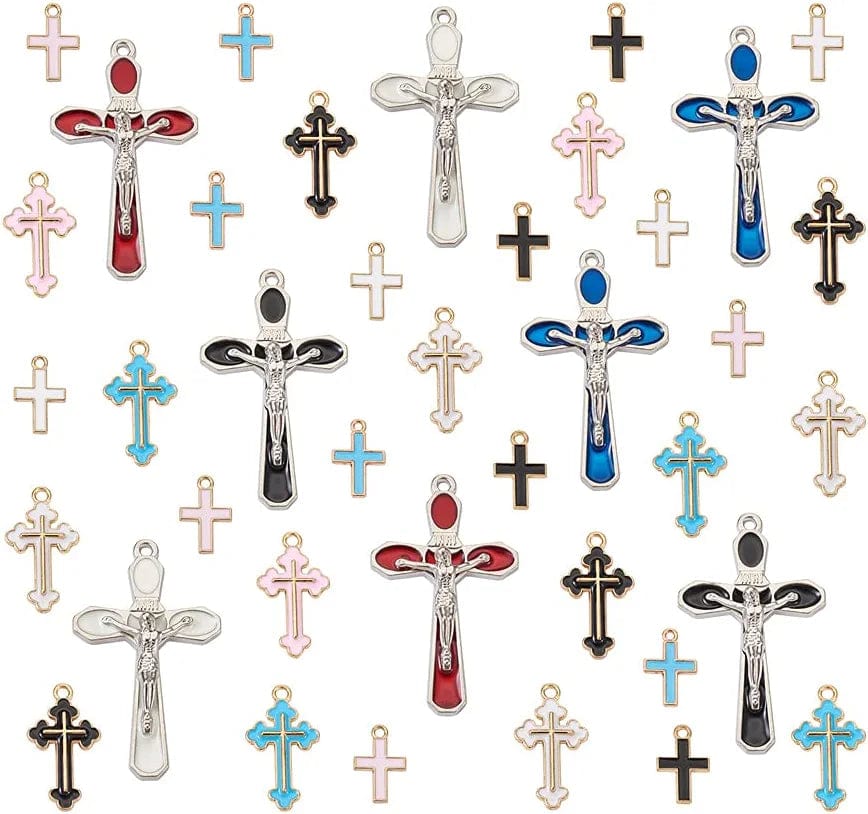 20Pcs Yin Yang Enamel Charm 21X18Mm Double Sided Enamel Yoga Meditation Dangle Charm Pendants for Earrings Necklace Bracelet Jewelry Making and Crafting 12 Styles# Cross