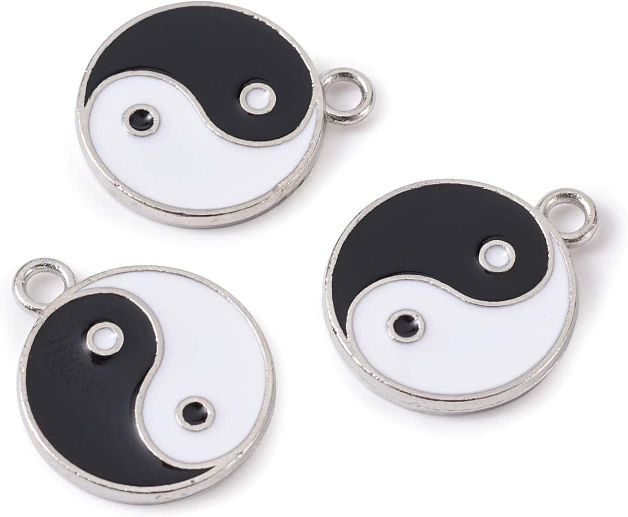 20Pcs Yin Yang Enamel Charm 21X18Mm Double Sided Enamel Yoga Meditation Dangle Charm Pendants for Earrings Necklace Bracelet Jewelry Making and Crafting