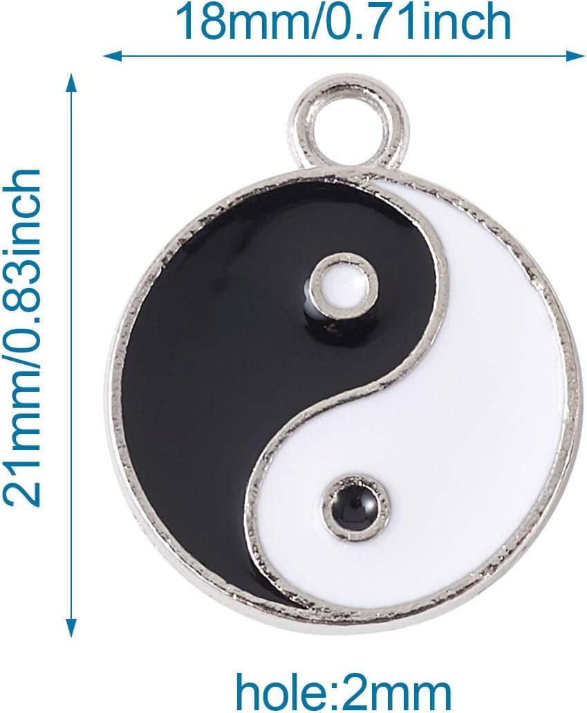20Pcs Yin Yang Enamel Charm 21X18Mm Double Sided Enamel Yoga Meditation Dangle Charm Pendants for Earrings Necklace Bracelet Jewelry Making and Crafting