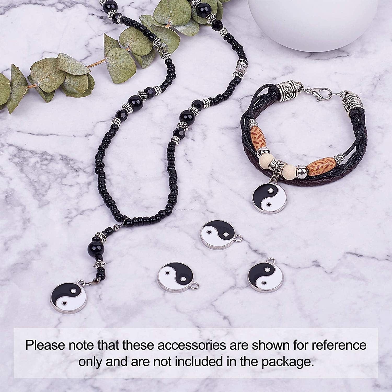 20Pcs Yin Yang Enamel Charm 21X18Mm Double Sided Enamel Yoga Meditation Dangle Charm Pendants for Earrings Necklace Bracelet Jewelry Making and Crafting
